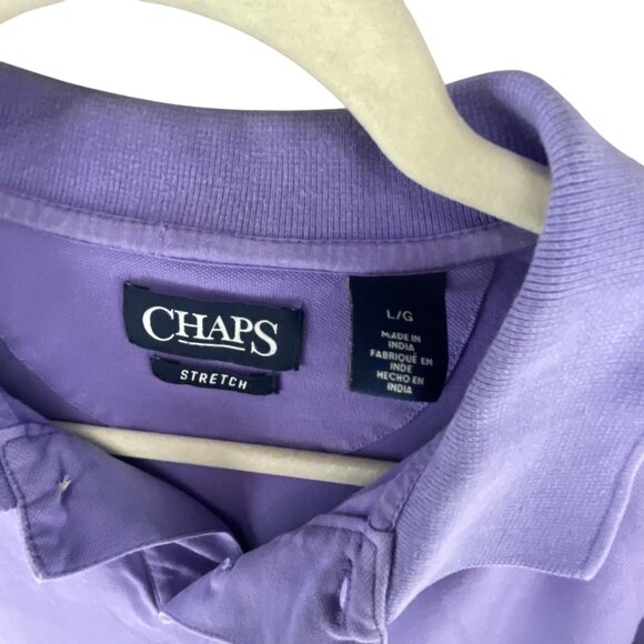 Chaps Mens Short Sleeve Polo Shirt L Purple Stretch Cotton Blend Casual Golf - Picture 4 of 8